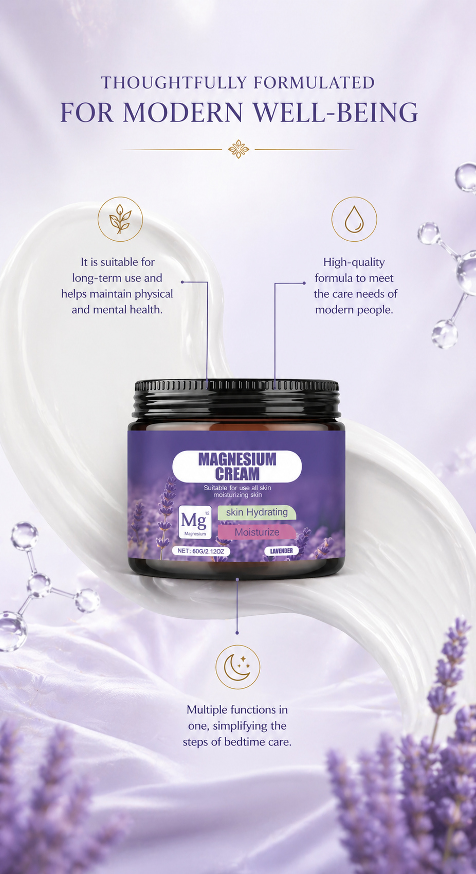 Magnesium Lavender Cream by Mama Bear Oasis – applied to skin