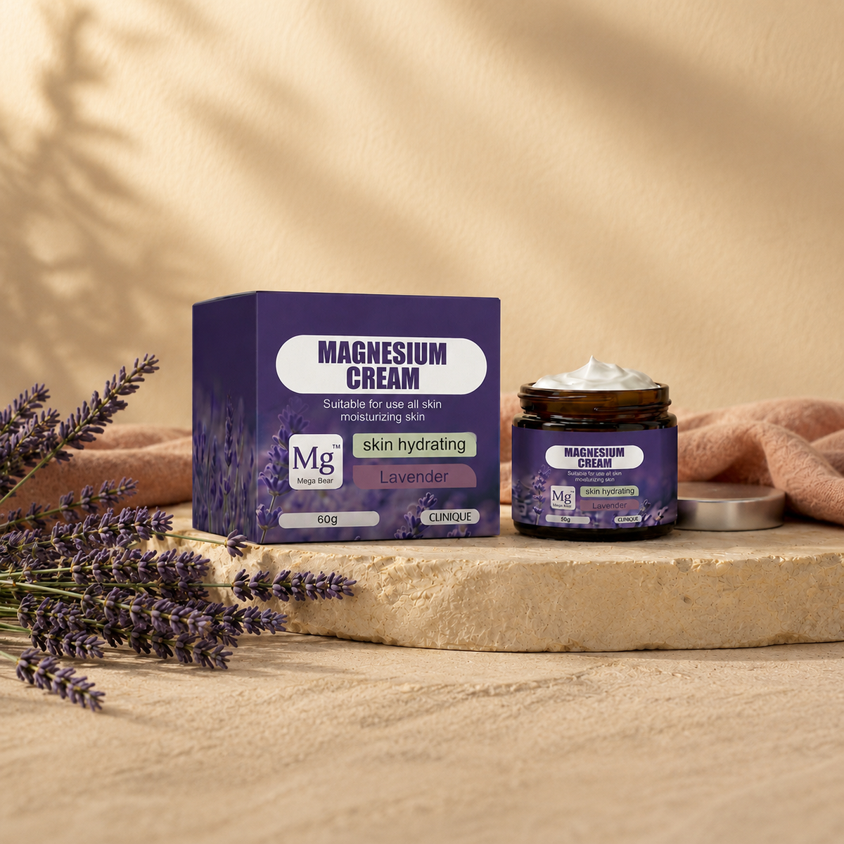 Magnesium Lavender Cream + Lavender Candle Bundle