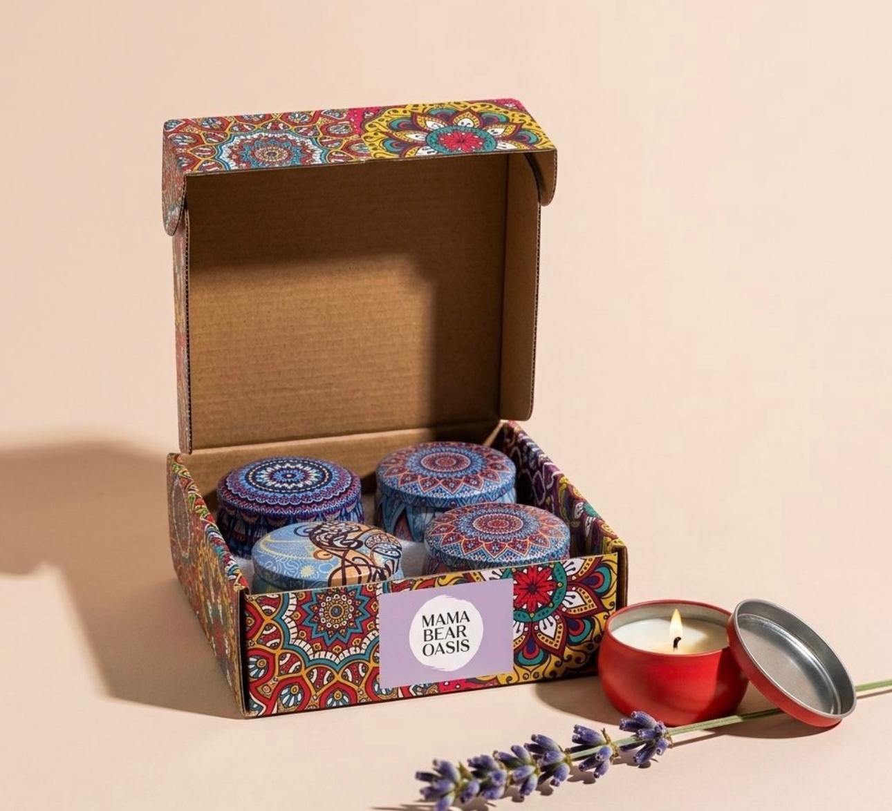 Lavender Soy Candle Gift Set – 4 Handcrafted Floral Candles for Her